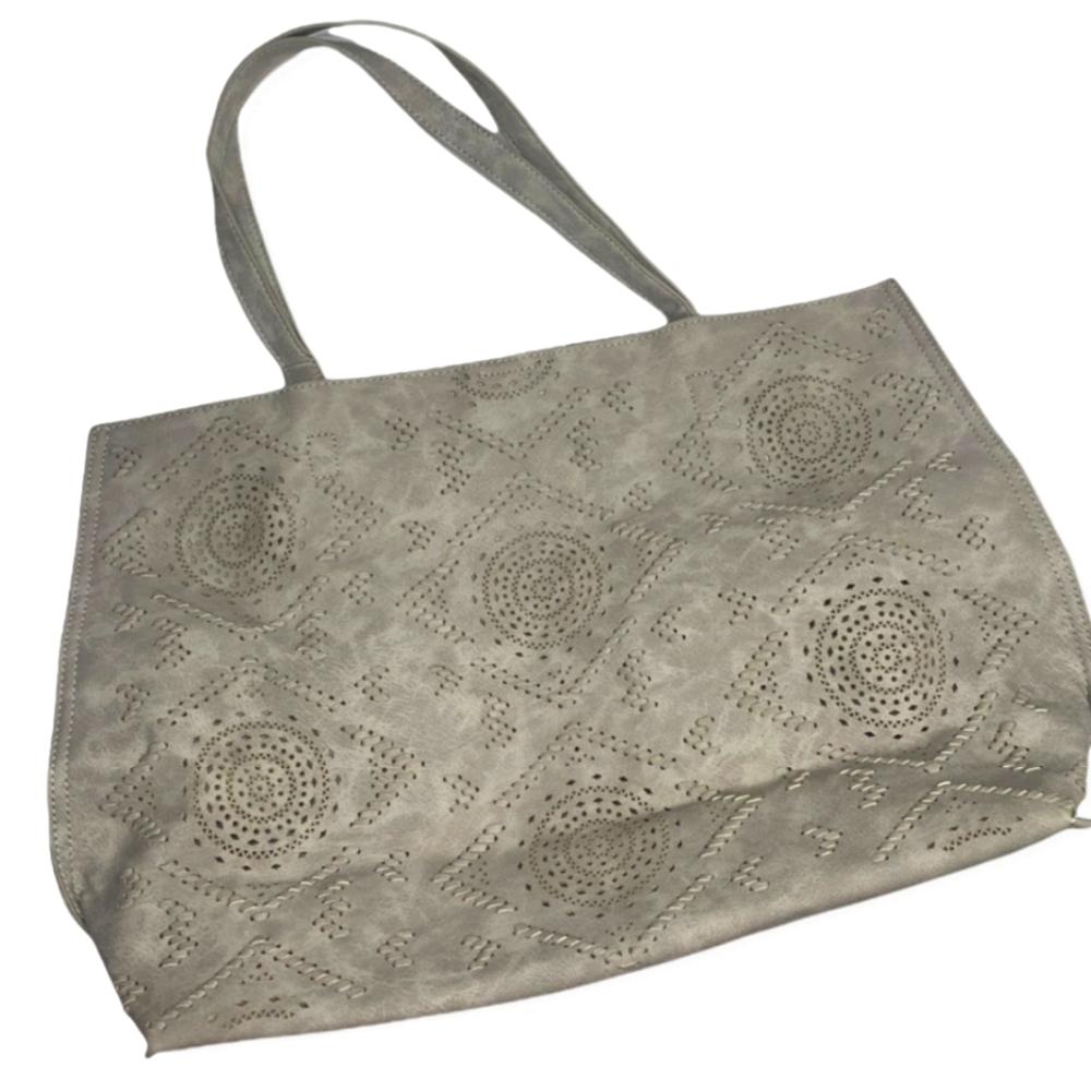 Floral Embossed Stitched Tote Bag